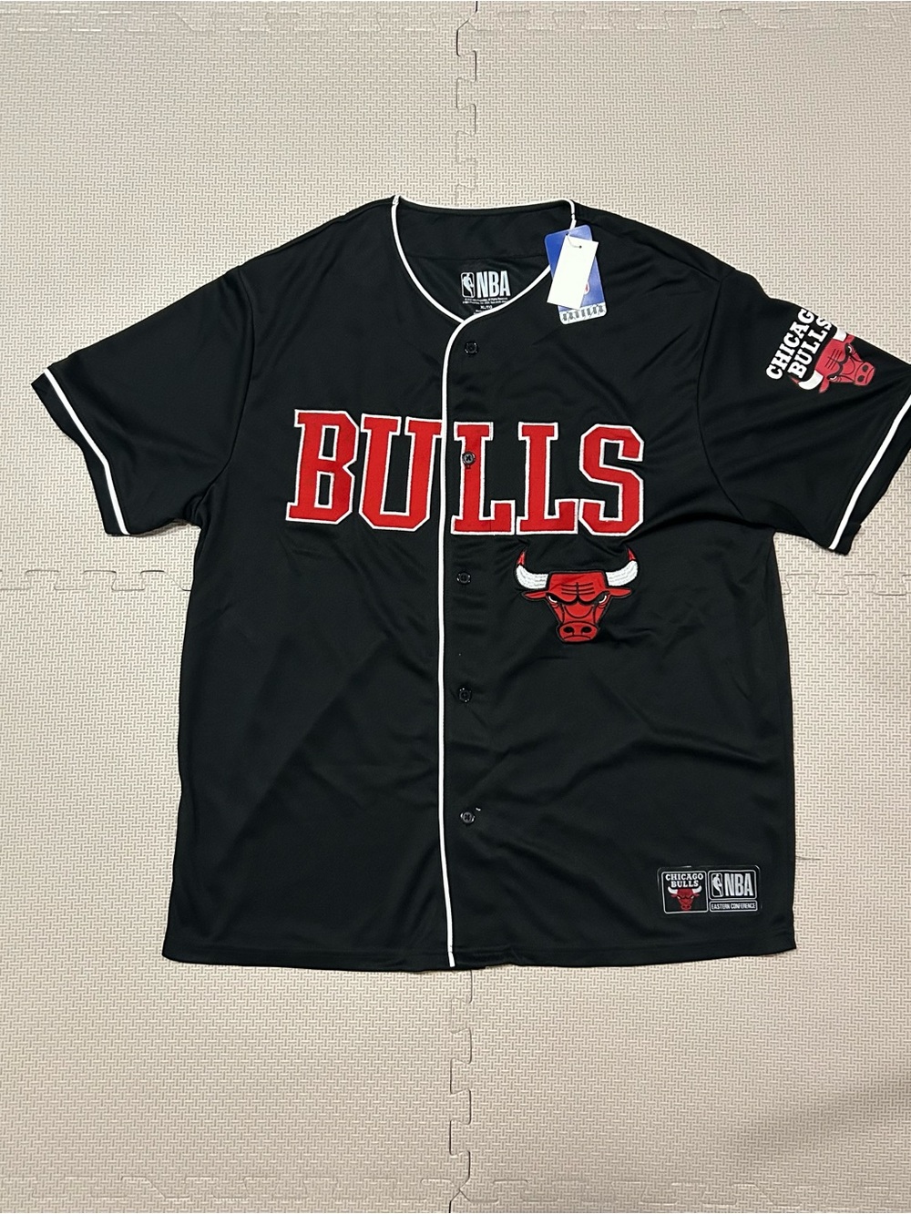 NBA Chicago Bulls Black Jersey Top with Red Accents